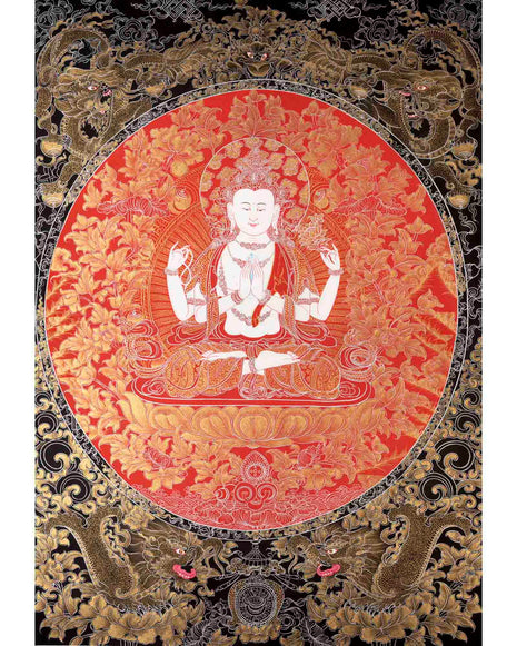 Bodhisattva Chenresig Thangka | Religious Buddhist Painting