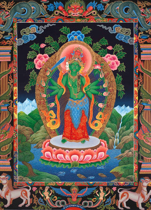 Paubha Painting of Bodhisattva Lokeshvara | Ancient Religious Art