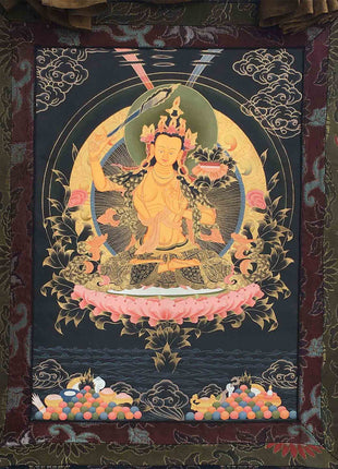 Bodhisattva Manjushri Thangka | Cotton Canvas Art  for Meditation and wall hanging