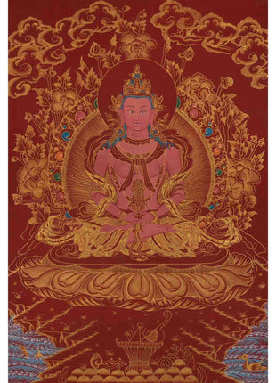 Buddha Amitayus Thangka | 24k Gold High Quality Art | Religious Painting
