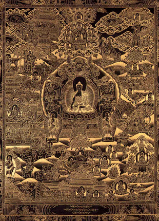 Gold Style Buddha Life Story Thangka | Religious Art | Wall Decors