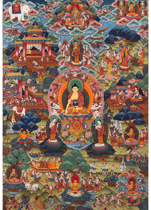 Buddha Life Story Vintage Thangka | Tibetan Buddhist Crafts Decoration