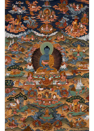Buddha Life Story | Vintage Tibetan Thangka | Wall Decors