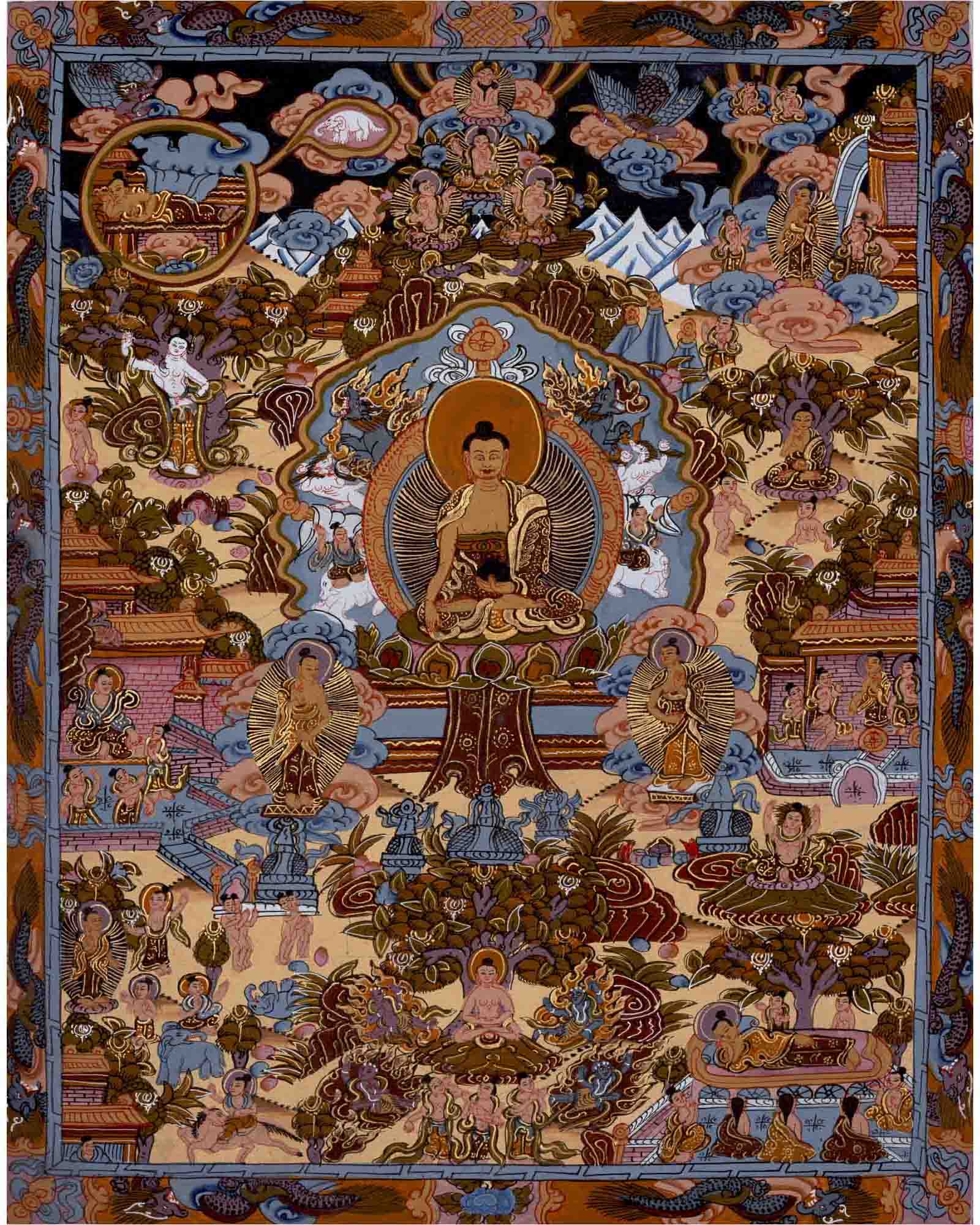 Buddha Life Story Thangka | Religious Buddhist Thangka