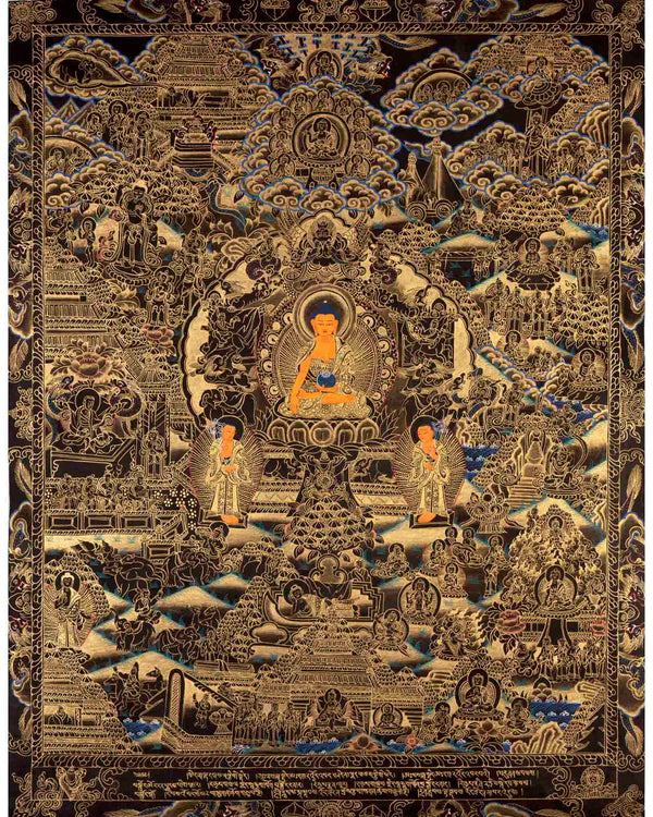 Buddha Life Story | Vintage Thangka Art | Religious Wall Decors