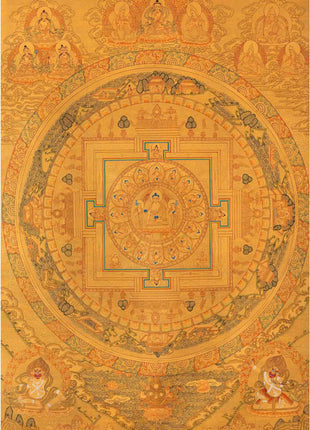 Full Gold Buddha Mandala | Original Hand-Painted Buddhist Wall Hanging Art