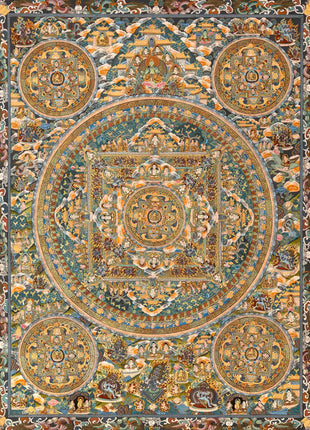 Mandala Buddha Thangka | Vintage Original Hand-Painted Thangka