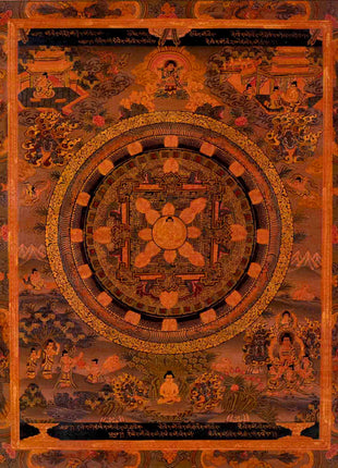 Buddha Mandala Thangka | Traditional Tibetan Artwork | Religious Wall Decors