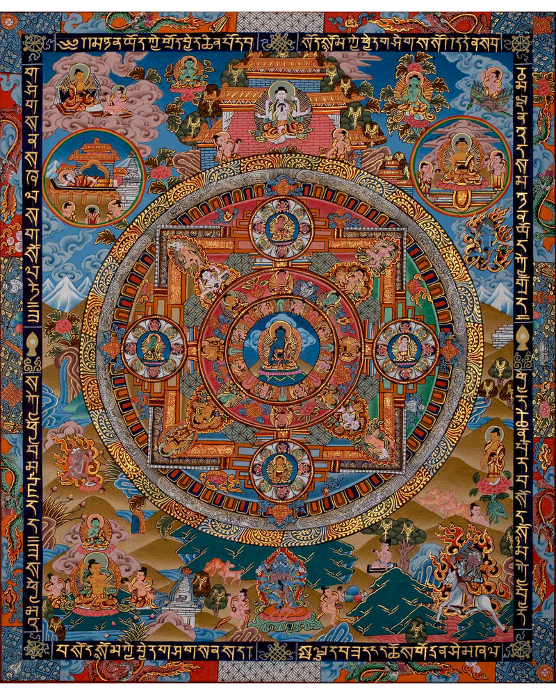 Medicine Buddha Mandala Thangka Painting | Original Hand-painted Tibetan Thangka for Wall Hanging