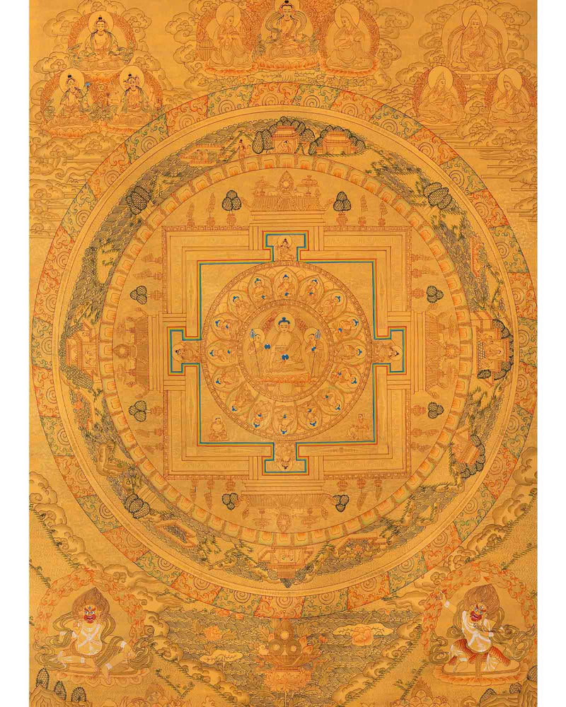 Full Gold Buddha Mandala | Original Hand-Painted Buddhist Wall Hanging Art