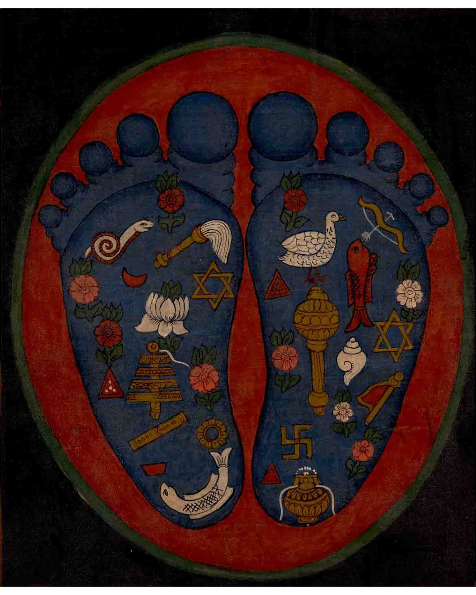 Buddha's Feet Laden Thangka | Traditional Artwork | Wall Decors
