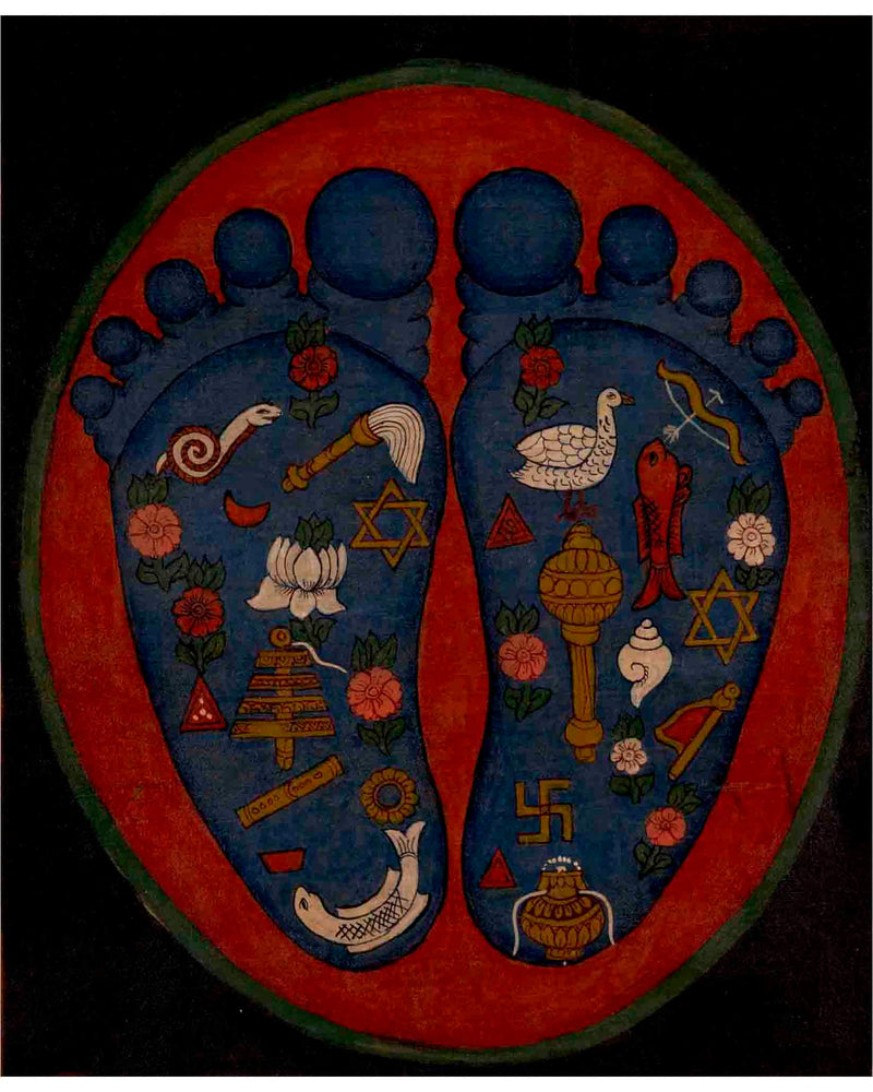 Buddha's Feet Laden Thangka | Traditional Artwork | Wall Decors