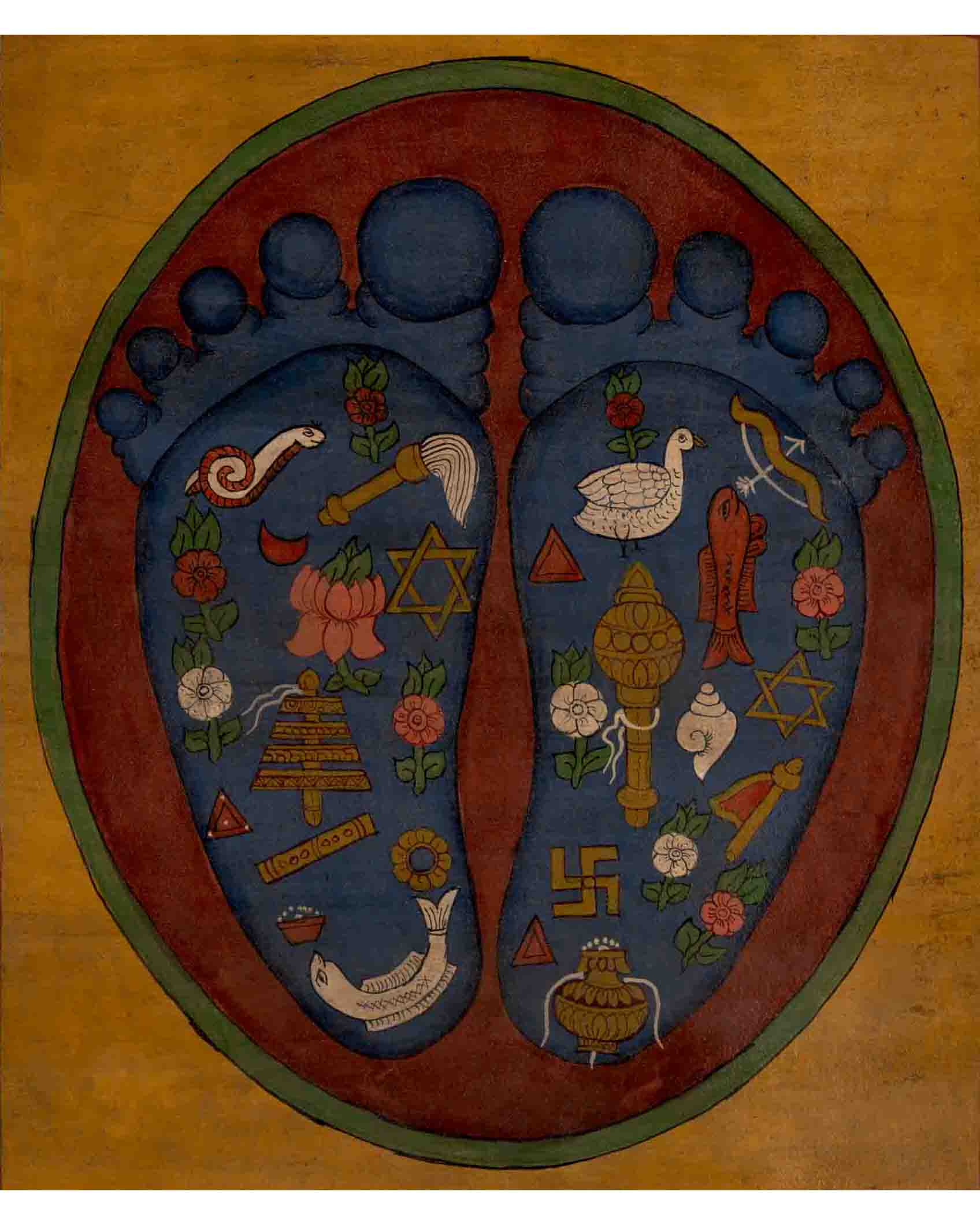 Buddha's Footprint Thangka | Traditional Painting | Wall Decors