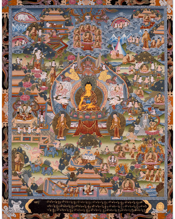 Buddha life Story | Vintage Buddha Thangka