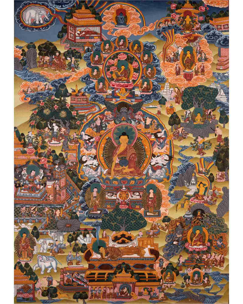 Buddha Life Story | Religious Buddhist Thangka | Wall Hanging Decors