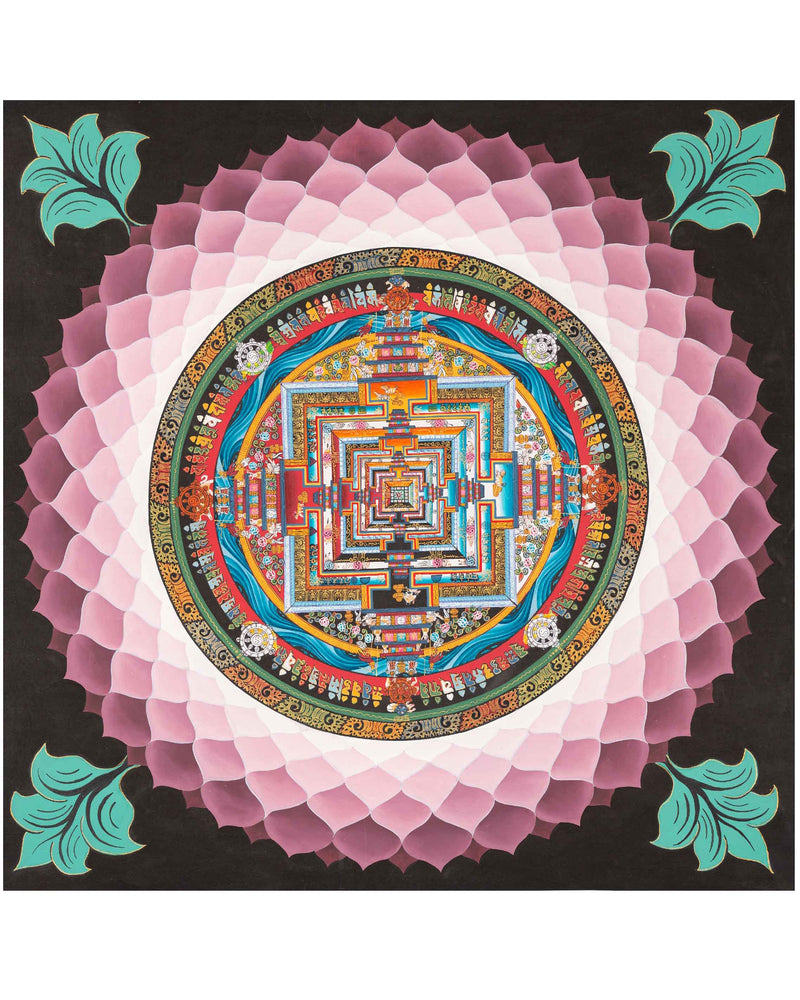 Buddhist Kalachara Mandala Thangka | Orginal Mandala Thangka Painting | Genuine Hand Painted  Tibetan Lotus Mandala | Buddhist Mandala
