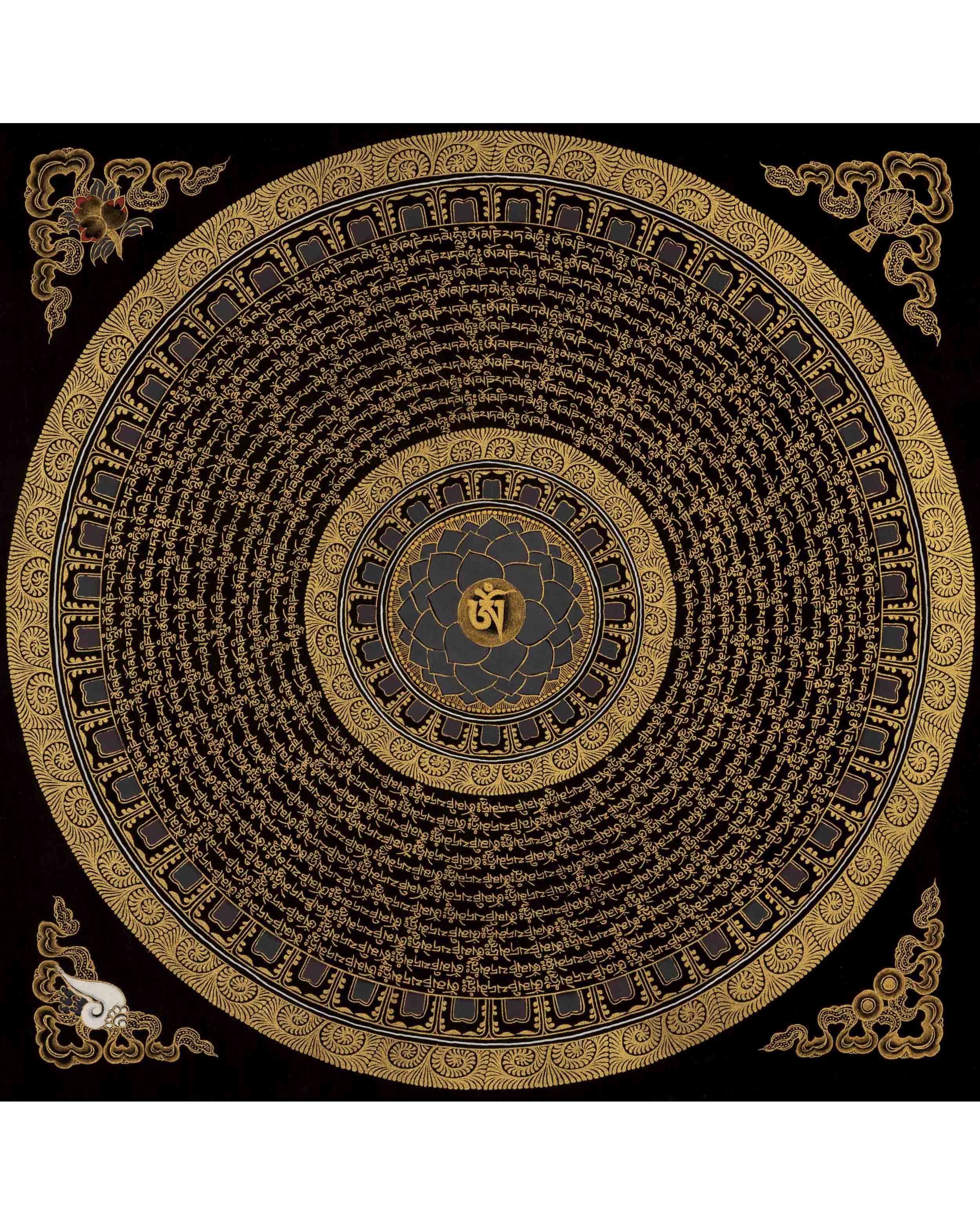 Buddhist Mantra Mandala | Religious Thangka Painting | Wall Decoration
