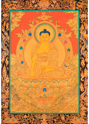 Buddhist Shakyamuni Buddha Thangka | Original Hand Painted 24k Gold Thangka