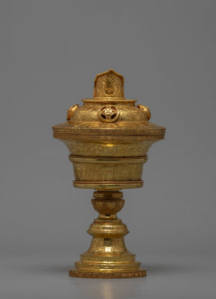 Tibetan Butter lamp |  Gold plated Lamp