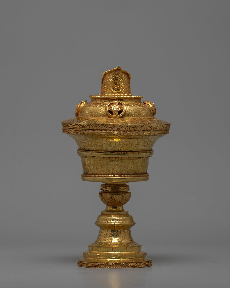 Tibetan Butter lamp |  Gold plated Lamp