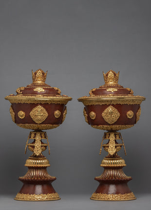 Tibetan Butter Lamp Set | Copper Lamp Set