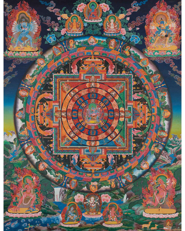 Chakrasamvara Mandala Thangka | Newari Style Painted Art | Wall Hanging Decor