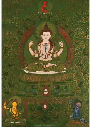 Chengrezig Thangka | Bodhisattva Avalokiteshvara | Wall Decoration Artifacts