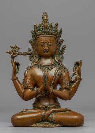 Bodhisattva 4 Armed Chenrezig Statue | Buddhist Deity of Compassion Statue