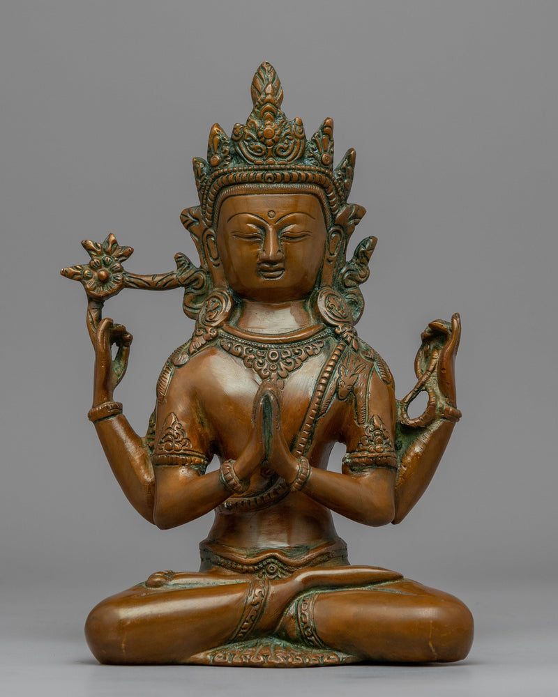Bodhisattva 4 Armed Chenrezig Statue | Buddhist Deity of Compassion Statue
