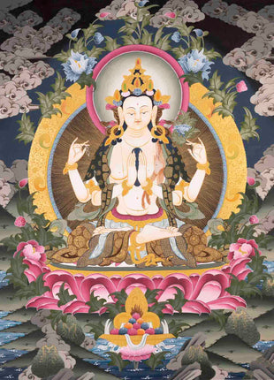 Chenresig Thangka | Avalokiteshvara | Handpainted Religious Art