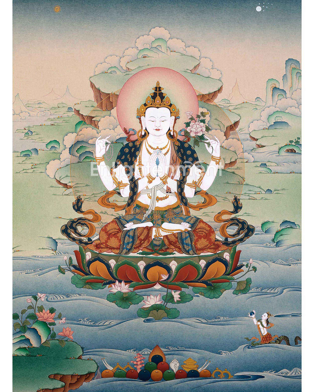 Chenrezig Thangka | Handmade Compassion Deity Painting | Artwork
