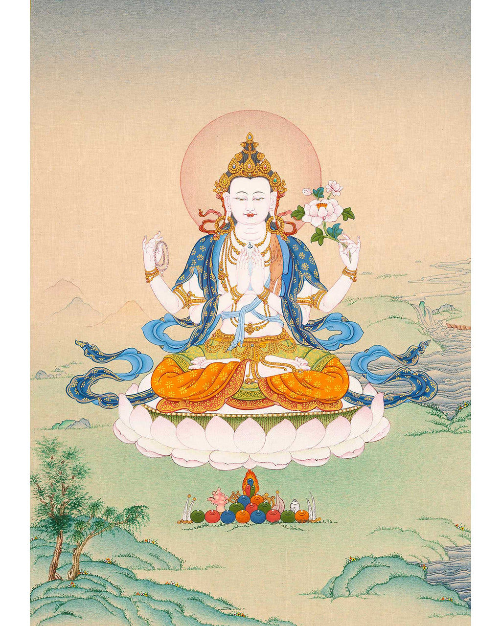 Chexrezig Chenrezig Buddha Thangka Art | Hand-Painted Buddhist Deity Painting