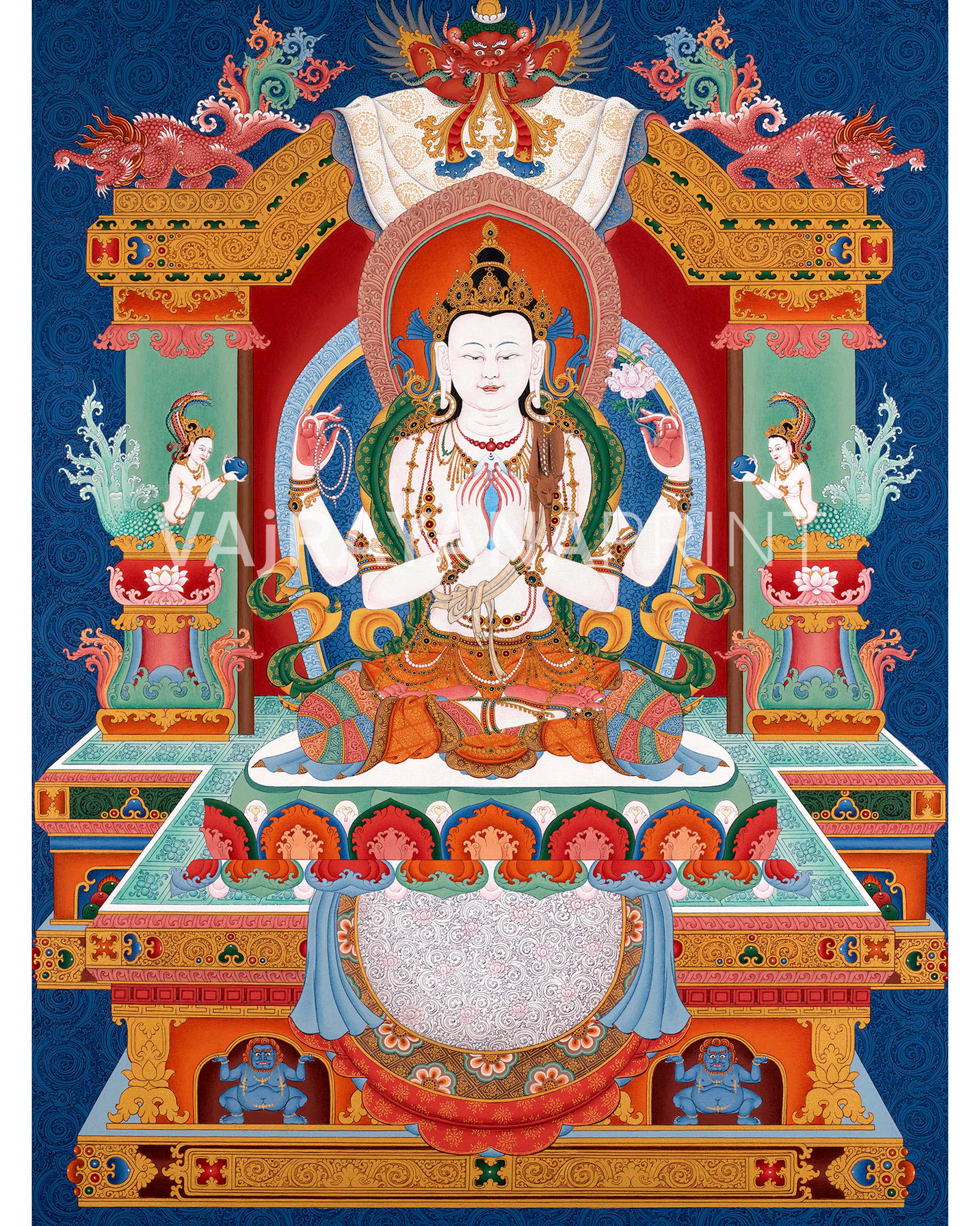 Chenrezig Thangka Print Buddhist Art Prints Traditional Art Of Ava chenrezig-thangka-print-buddhist-art-prints-traditional-art-of-ava