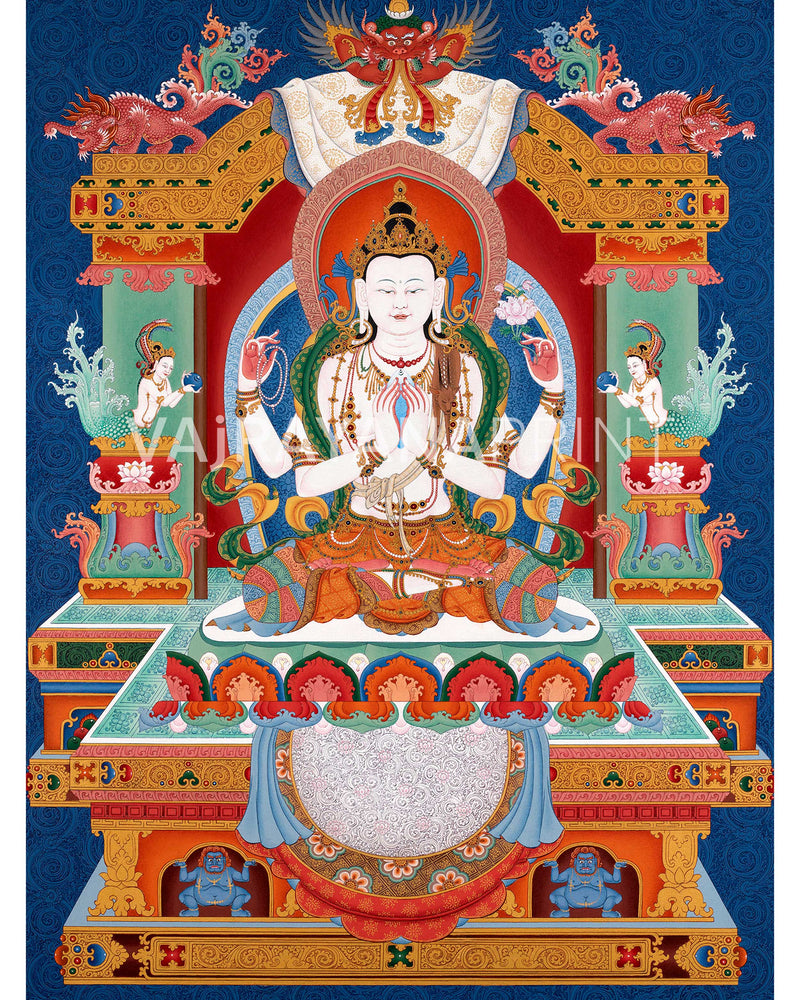 Chenrezig Avalokiteshvara Thangka Buddhist Art Prints