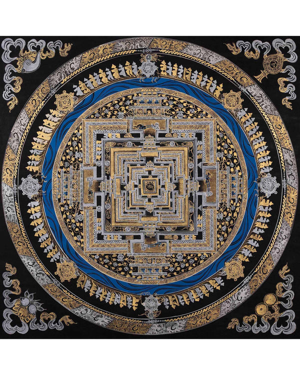 Colored Kalachakra Mandala | Attractive Gold and Silver Mandala