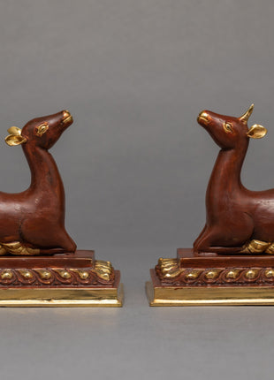 Wheel Of The Law And A Pair Of Crouching Deer | Buddhist Symbol