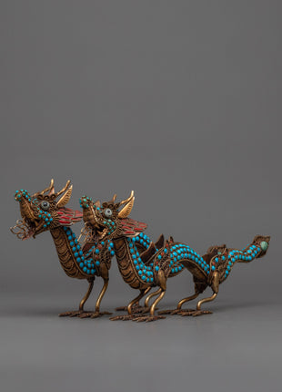 Chinese Dragon Statue Set 