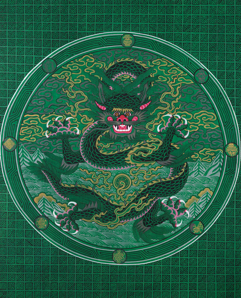 Dragon Thangka | Traditional Tibetan Painting | Wall Hanging Decoration