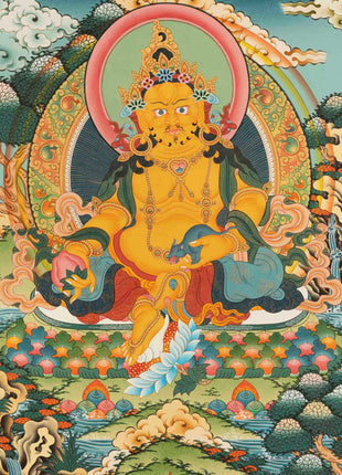 Dzambala Kubera Painting | Traditional Thangka Art | Religious Decoration