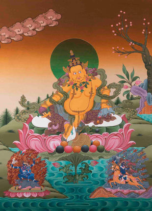Dzambala Kubera Thangka | Wealth Deity | Religious Wall Decors