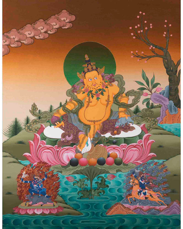 Dzambala Kubera Thangka | Wealth Deity | Religious Wall Decors