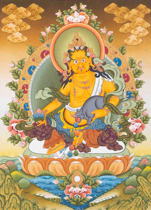 Dzambala Kubera Thangka | Religious Buddhist Art | Wall Decors