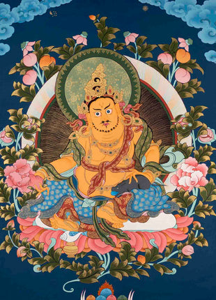 Dzambala Kubera Thangka | Buddhist Wealth Deity | Wall Decors