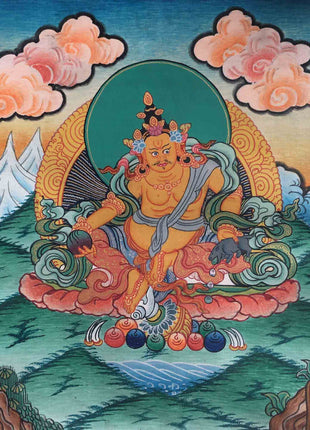 Small Yellow Dzambala Thangka | God of Wealth