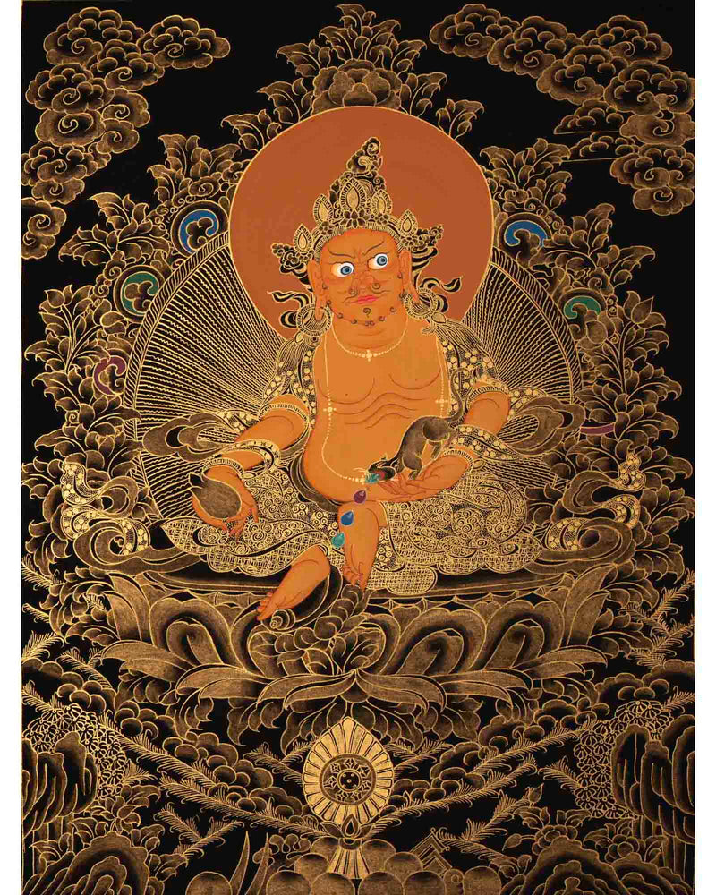 Dzambala Thangka Painting | Deity Of Wealth | Wall Decors