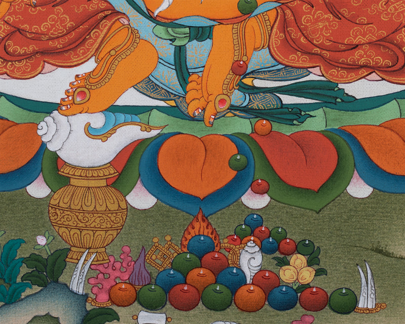 Jambala, Dzambhala Thangka, Tibetan Buddha Thanka, Original Painting