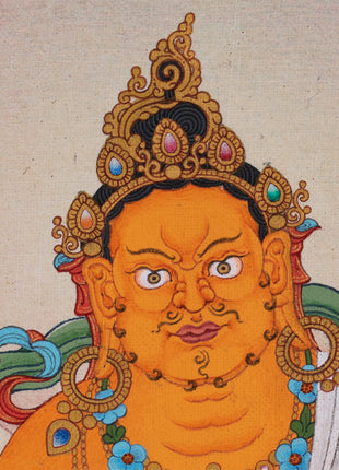Jambala Thangka | Dzambala Wealth Deity | Hand-Painted with Natural Stone Color And 24K Gold