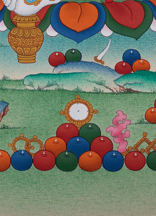 Jambala Thangka | Dzambala Wealth Deity | Hand-Painted with Natural Stone Color And 24K Gold