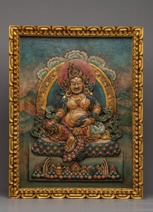 Dzambhala Wooden Thangka