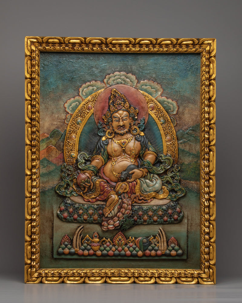 Dzambhala Wooden Thangka